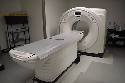The new Fujifilm Supria Plus 16-Slice CT Scanner is shown after installation at the W.E. Upjohn M.D. Campus