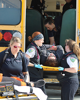 Emergency Medicine faculty, staff, resident, and fellow take part in disaster exercise at Kalamazoo-Battle Creek International Airport
