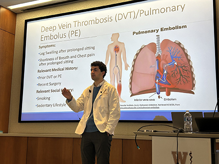 M1 Maurice Safar answers questions during Mini Medical School