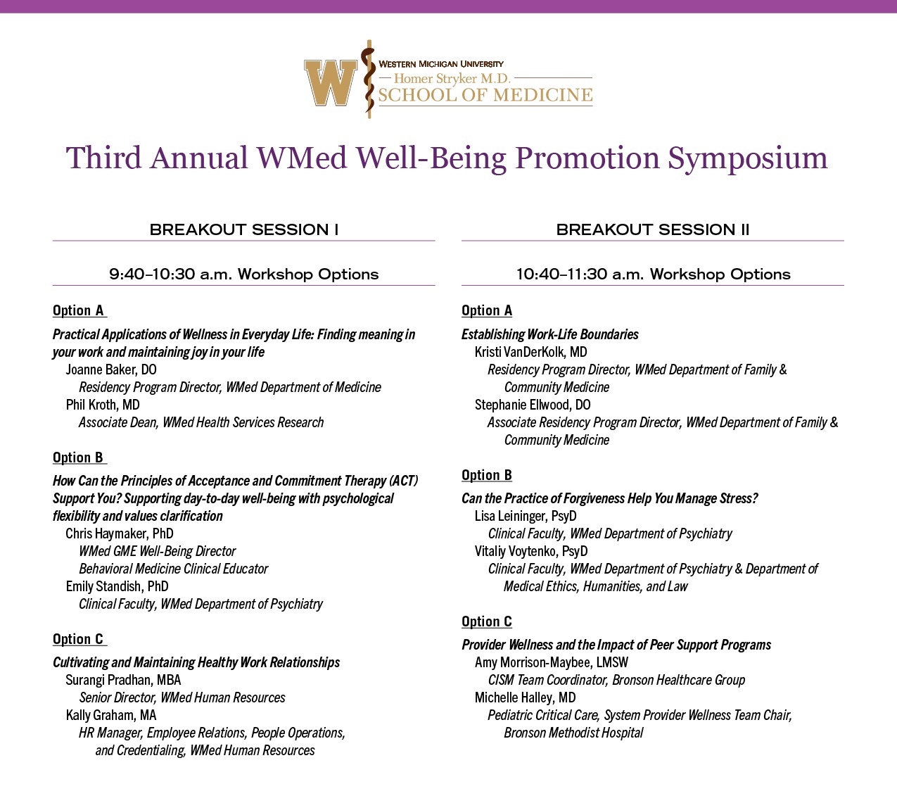 WMed Well-Being Promotion Symposium Flyer Page 2